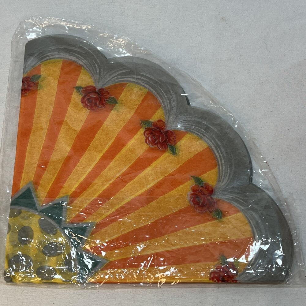 MacKenzie Childs Tissue Fan Napkins Bandonion Package of 15 Scalloped Edge